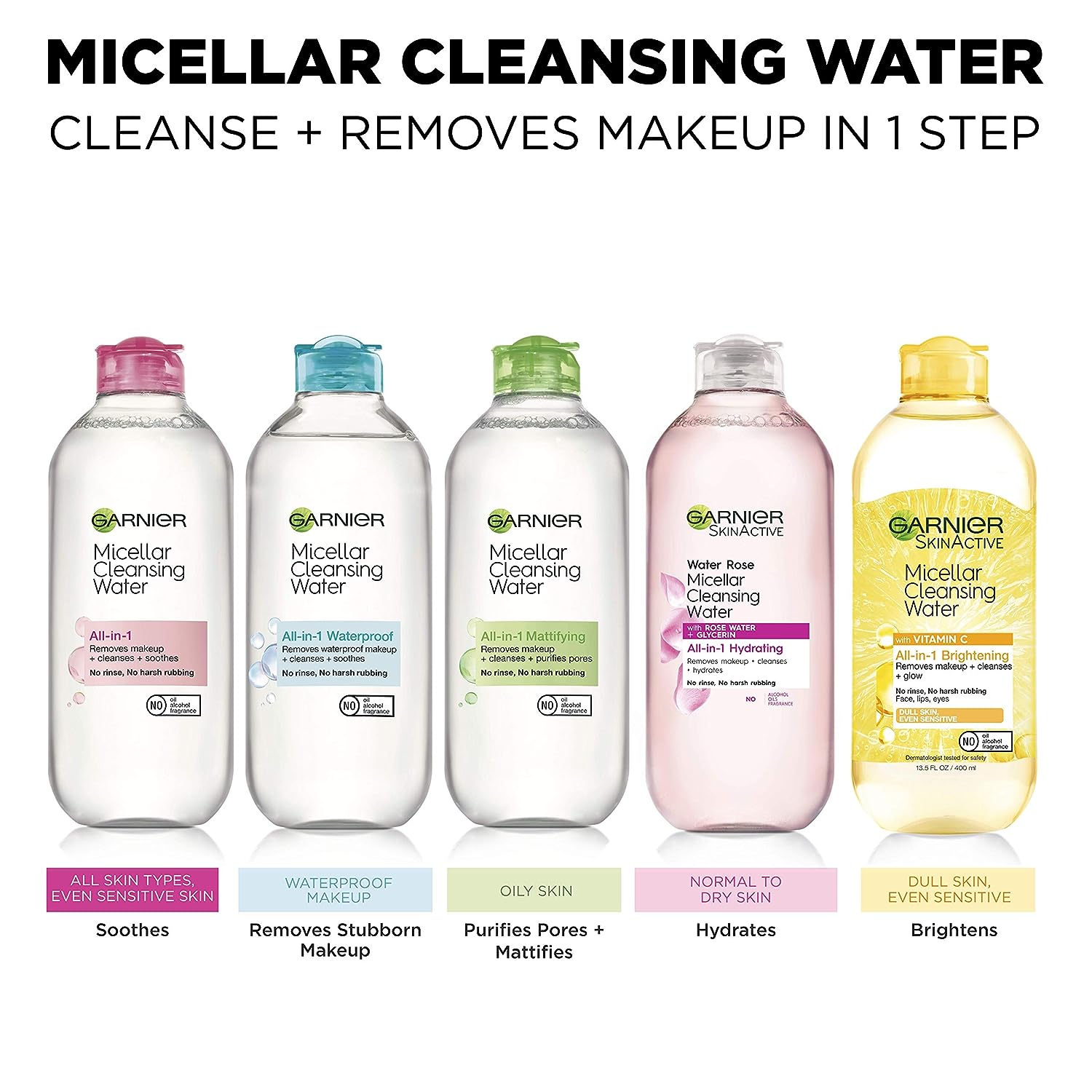 Garnier SkinActive Micellar Water with Vitamin C, Facial Cleanser & Makeup Remover, 13.5 Fl Oz (400mL), 2 Count (Packaging May Vary) - 24hrsmart